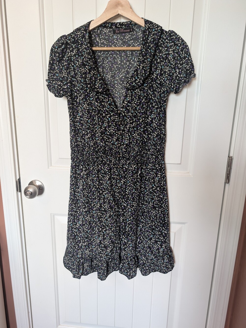 Joe Browns Floral Mini Dress W8 Black/Purple